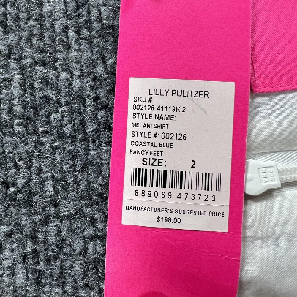 Lilly Pulitzer Dress Womens 2 Coastal Blue Fancy Feet Melani Shift Lace Trim - Picture 3 of 9